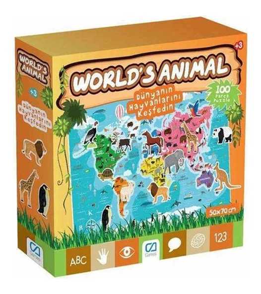 Dünyanın Hayvanlarını Keşfet 100 Parça Puzzle - Mavi Su Dünyası ürün görseli 1