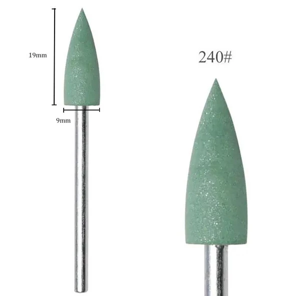 Silikon Tırnak Parlatma Törpü Ucu 240 Grit Sivri Yeşil ürün görseli 1