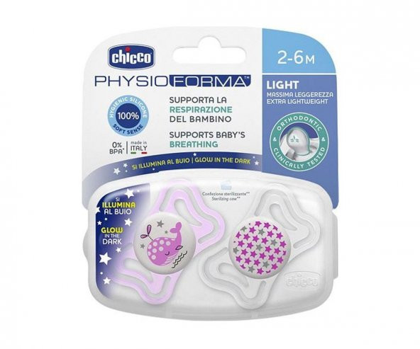 Chicco Physio Light Gece Parlayan Silikon Emzik 2li 2-6 Ay - Resim 2