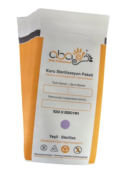 ABA Alet Sterilizasyon Zarfı İndikatörlü Sterilizasyon Kraft Paket 100x220mm (100 Adet) ürün görseli 1