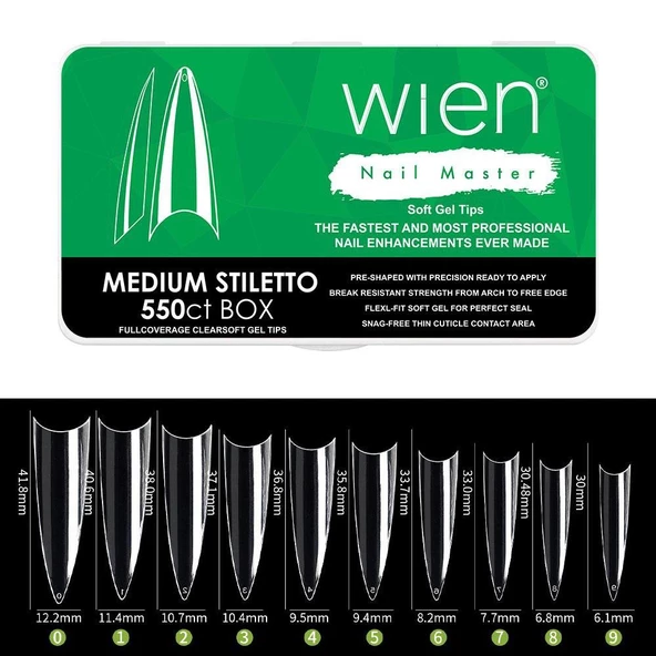 Yeni Nesil Protez Tırnak Jel Tips Soft Gel Tips Medium Stiletto 550 adet ürün görseli 1