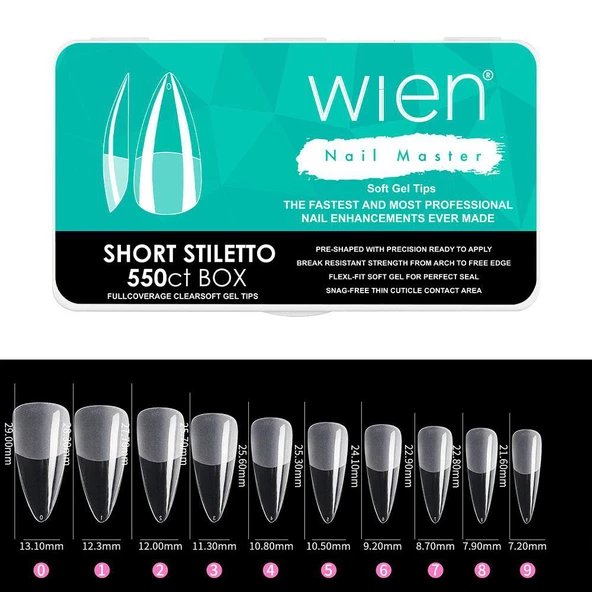 Yeni Nesil Protez Tırnak Jel Tips Soft Gel Tips Short Stiletto 550 adet ürün görseli 1