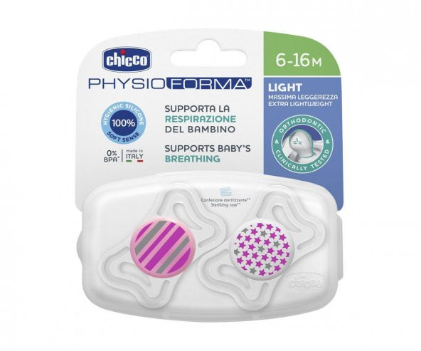 Chicco Physio Light Silikon Emzik 2li 6 - 16 Ay - Resim 2