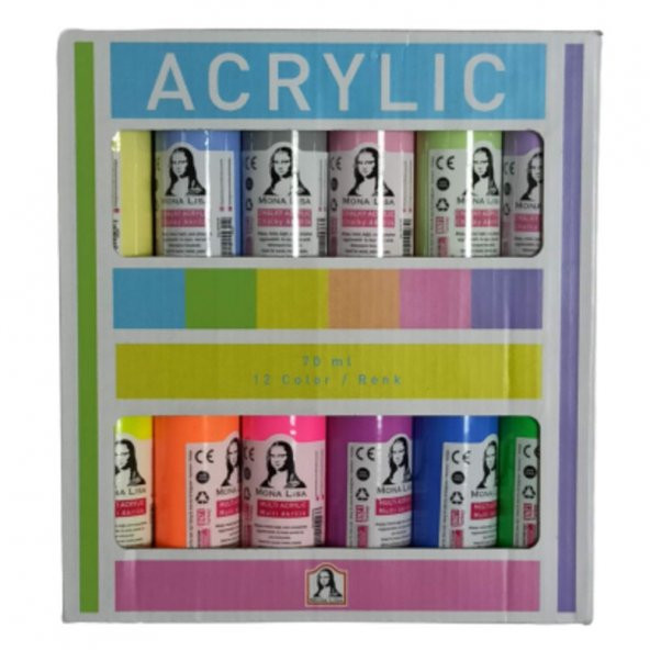 SUDOR AKRILIK BOYA12x70ML SET CHALK NEON SD150-X17 ürün görseli 1