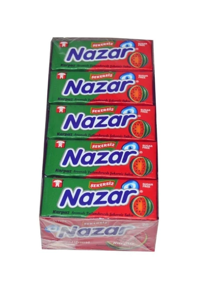 Nazar Karpuz Aromalı Şekersiz Sakız 5'li (20 Adet) ürün görseli 1