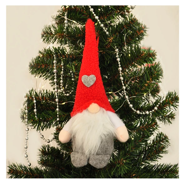 Yılbaşı Ağaç Dekor Süsü Peluş Noel Baba Cüce 25 cm ürün görseli 1