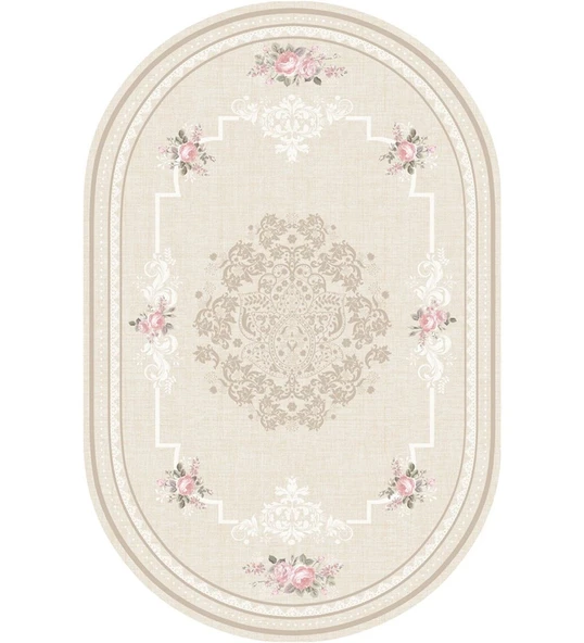 Brillant Latex Oval Kaymaz Taban Halı-GARDEN HLE11312.804-(150x230) ürün görseli 1