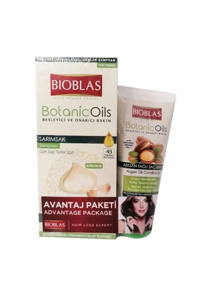 BIOBLAS ŞAMPUAN 360ML SARIMSAK+200ML ARGAN SAÇ KREMİ ürün görseli 1