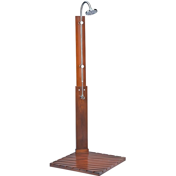 Havuz Duş Sistemi Krom Kare Ağaç Taban 70*70*205Cm ürün görseli 1