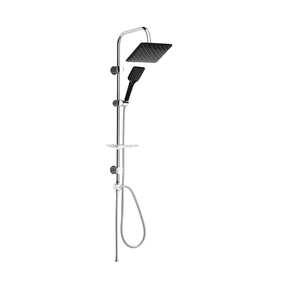 TOWER DUŞ SİSTEMİ 200X200MM KARE TEPE DUŞU SİYAH-KROM ürün görseli 1