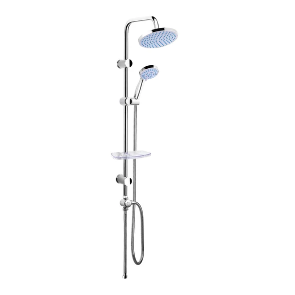 TOWER DUŞ SİSTEMİ Ø200MM YUVARLAK TEPE DUŞU+5 FONKSİYONLU EL DUŞU ürün görseli 1