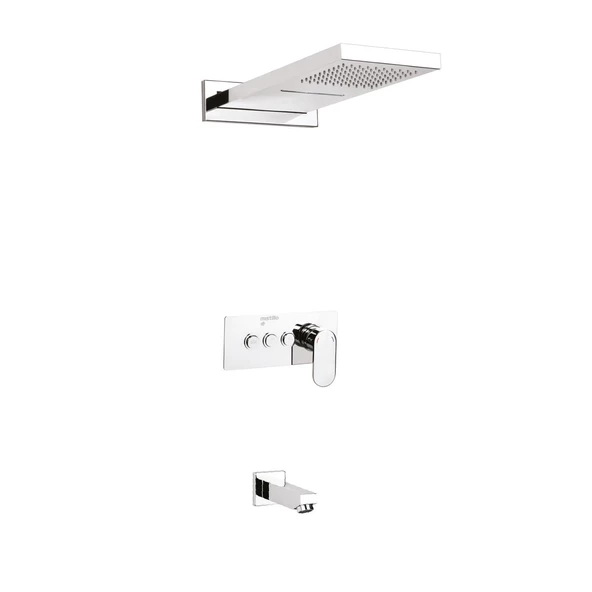 Ankastre Duş Seti 550x220 mm Şelale&Yağmur Panel 3 Yönlü Butonlu SUS 304 Paslanmaz Pirinç Krom Kap ürün görseli 1