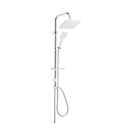 TOWER DUŞ SİSTEMİ 200X200MM KARE TEPE DUŞU BEYAZ-KROM ürün görseli 1