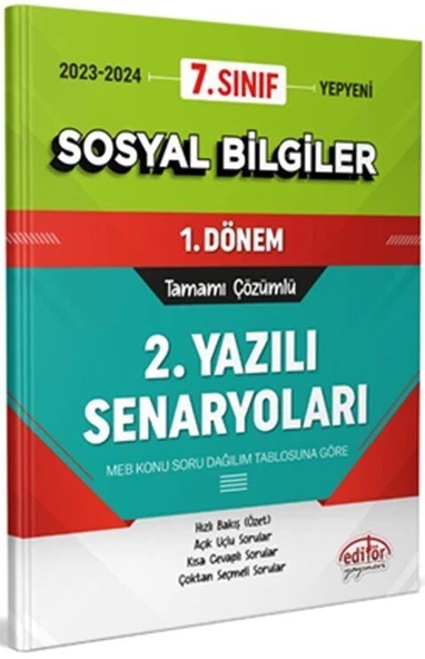 7. Sınıf Sosyal Bilgiler 1. Dönem Ortak Sınavı 2. Yazılı Senaryoları Tamamı Çözümlü Editör Yayınları ürün görseli 1