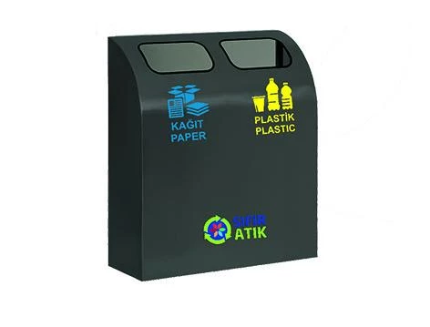 Geri Dönüşüm Kutusu 2Li İç Kovalı Duvar Tip 26*80*60Cm ürün görseli 1