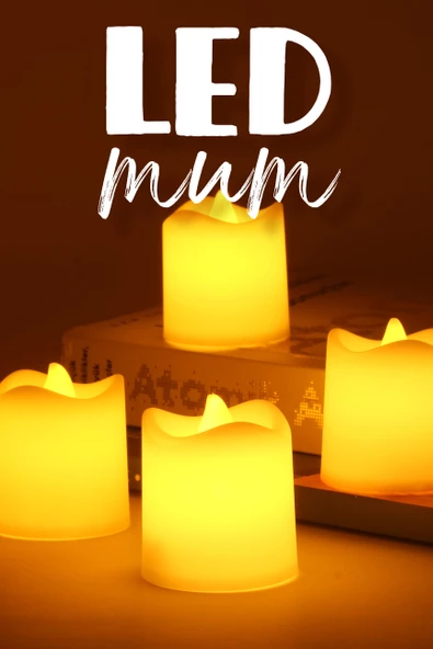 4 Adet Mat Beyaz Mini Led Mum Seti Pilli Dumansız Alevli Ledli Dekoratif Yapay Mum Dekor Işığı ürün görseli 1