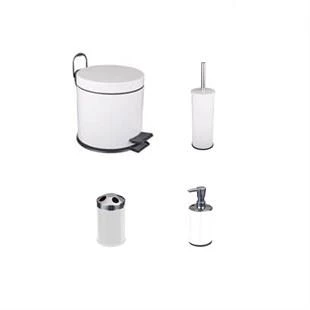 PEDALLI ÇÖP KOVASI &WCFIRÇA+SAB+DİŞ 4'LÜ SET BEYAZ ürün görseli 1