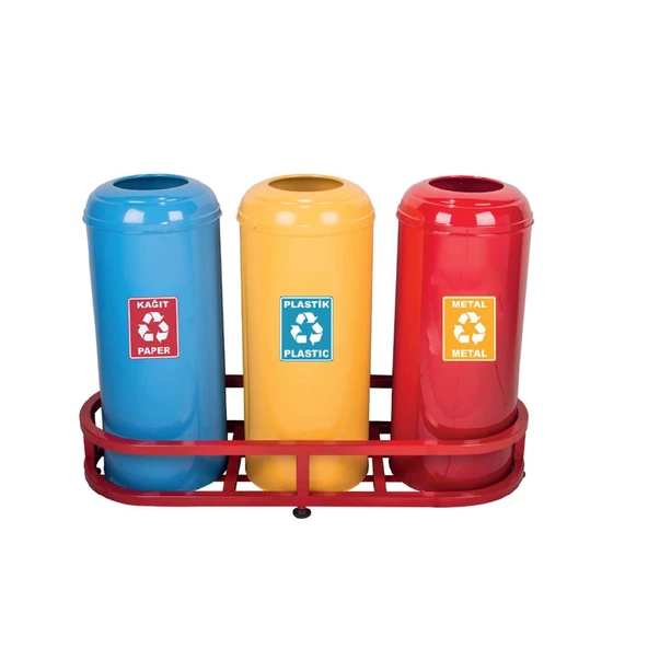 GERİ DÖNÜŞÜM BOMBE KAPAK DKP 3LÜ 102*35*69,5CM ürün görseli 1