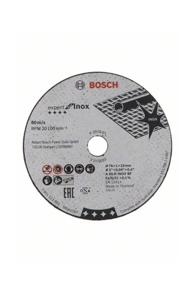 Bosch EXInox Kesme Taşı 76 mm Düz 5li ürün görseli 1