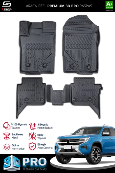 S-Dizayn VW Amarok 3D Pro Havuzlu Paspas 2023 Üzeri A+ Kalite ürün görseli 1