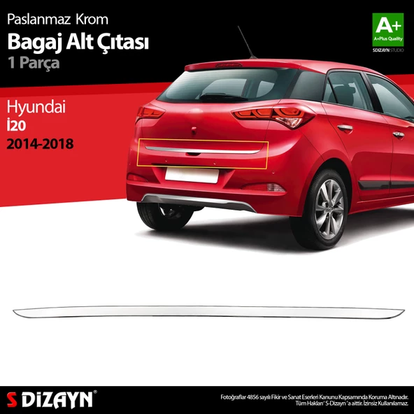 S-Dizayn Hyundai i20 Krom Bagaj Alt Çıtası 2014-2018 ürün görseli 1
