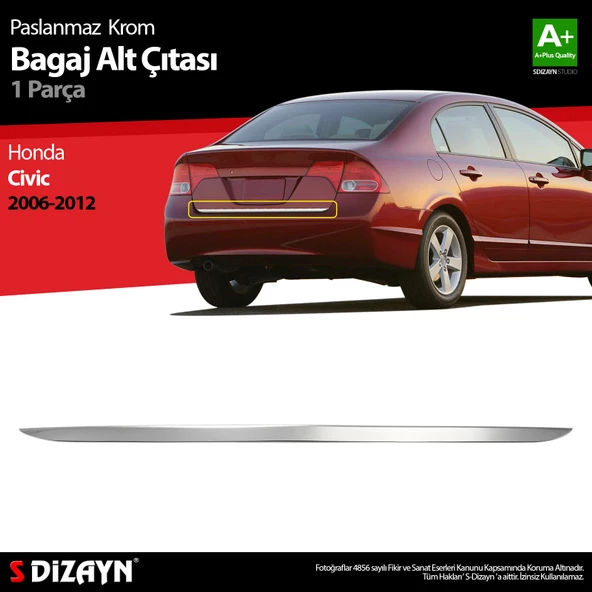 S-Dizayn Honda Civic Krom Bagaj Alt Çıta 2006-2012 ürün görseli 1