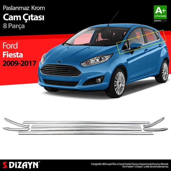 S-Dizayn Ford Fiesta Krom Cam Çıtası 8 Prç 2009-2017 ürün görseli 1