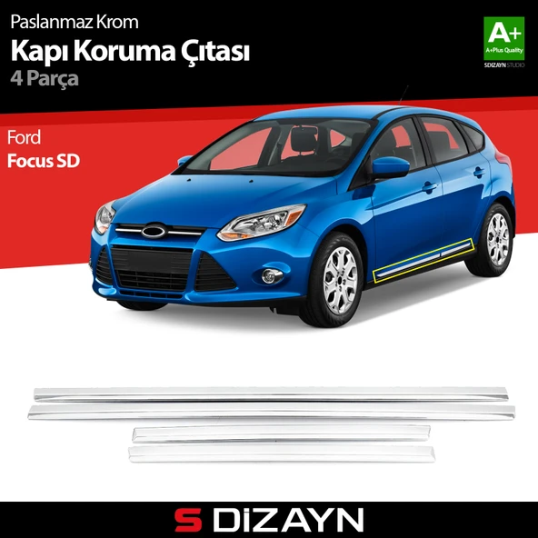 S-Dizayn Ford Focus 3 SD Kapı Koruma Çıtası Krom 2011-2018 - Resim 8