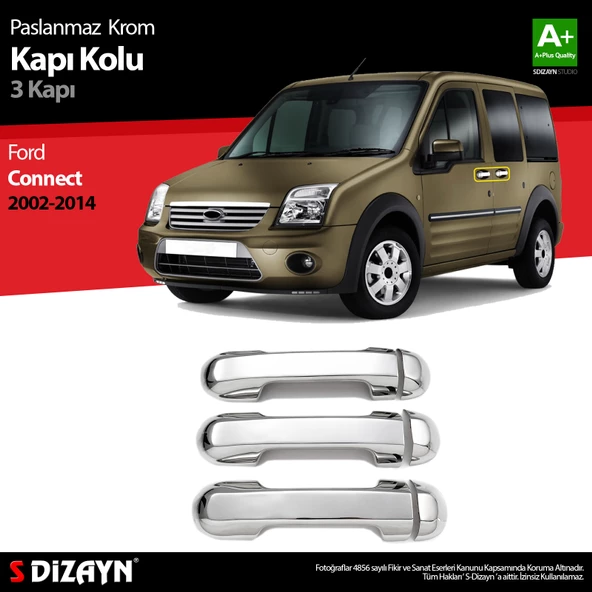 S-Dizayn Ford Connect Krom Kapı Kolu 3 Kapı 2002-2014 ürün görseli 1