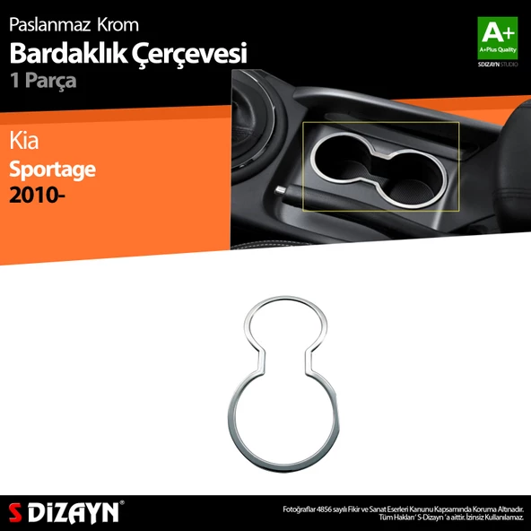 S-Dizayn Kia Sportage Krom Bardaklık Çerçevesi 2010-2014 ürün görseli 1