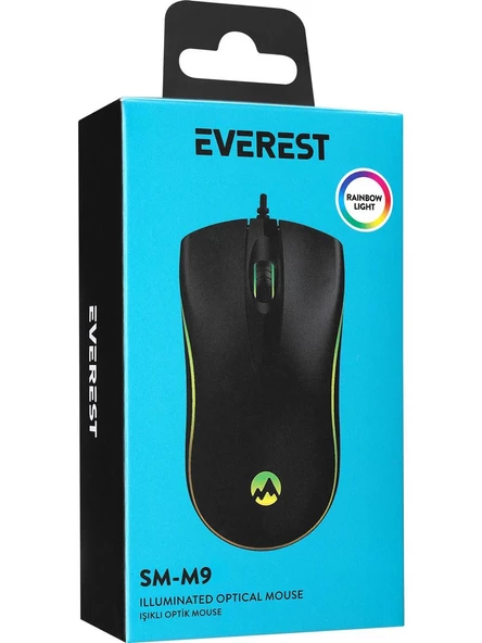 Everest SM-M9 USB Kablolu Siyah 3D Optik LED Mouse - Resim 7