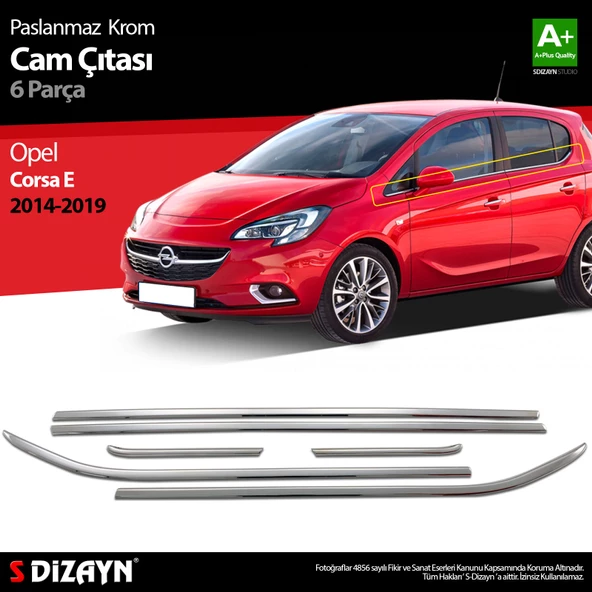 S-Dizayn Opel Corsa E Krom Cam Çıtası 6 Prç. 2015-2019 ürün görseli 1