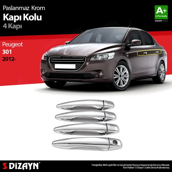 S-Dizayn Peugeot 301 Krom Kapı Kolu 4 Kapı 2012-2017 ürün görseli 1