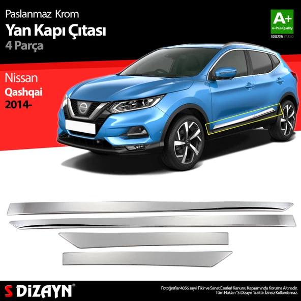 S-Dizayn Nissan Qashqai Krom Yan Kapı Çıtası 4 Prç 2014-2021 ürün görseli 1