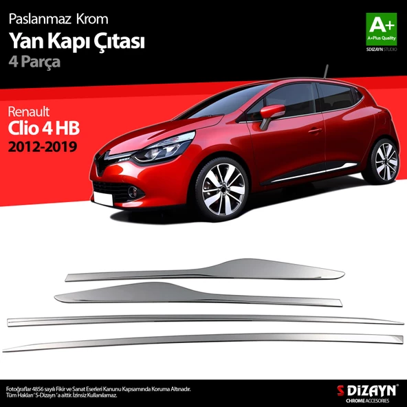 S-Dizayn Renault Clio 4 HB Krom Yan Kapı Çıtası 4 Prç. 2012-2019 ürün görseli 1