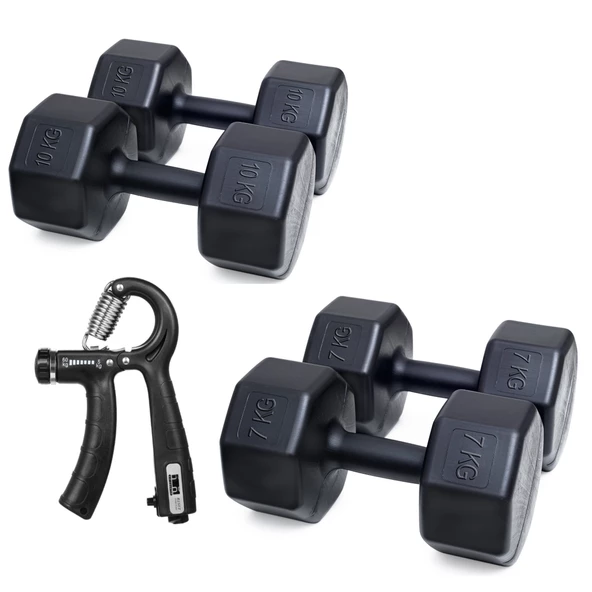 PS SPOR 2 SET DAMBIL (7 KG X 2 ADET- 10 KG X 2 ADET )+ AYARLANABİLİR SAYAÇLI EL YAYI ürün görseli 1