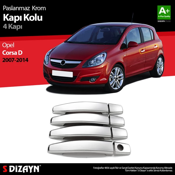 S-Dizayn Opel Corsa D Krom Kapı Kolu 4 Kapı 2007-2014 ürün görseli 1