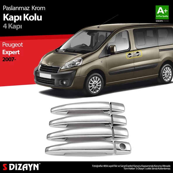 S-Dizayn Peugeot Expert Krom Kapı Kolu 4 Kapı 2007-2016 ürün görseli 1