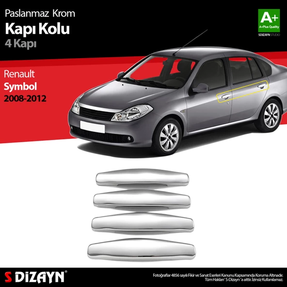 S-Dizayn Renault Symbol 2 Krom Kapı Kolu 4 Kapı 2008-2012 ürün görseli 1