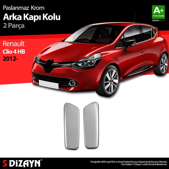 S-Dizayn Renault Clio 4 HB Krom Arka Kapı Kolu 2 Prç. 2012-2019 ürün görseli 1