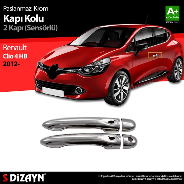 S-Dizayn Renault Clio 4 HB Krom Kapı Kolu 2 Kapı Sensörlü 2012-2019 ürün görseli 1