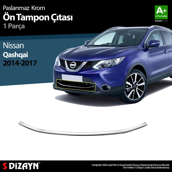 S-Dizayn Nissan Qashqai Krom Ön Tampon Çıtası 2014-2017 ürün görseli 1