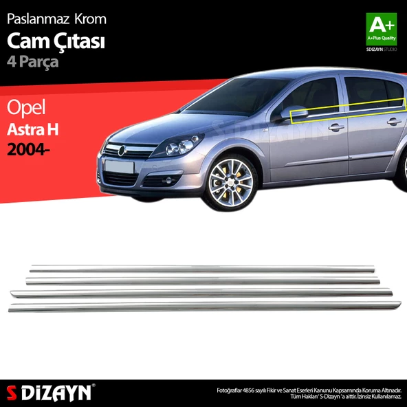 S-Dizayn Opel Astra H HB Krom Cam Çıtası 4 Prç 2004-2013 ürün görseli 1