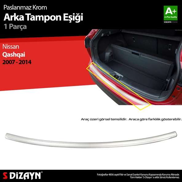 S-Dizayn Nissan Qashqai Krom Arka Tampon Eşiği 2007-2014 ürün görseli 1