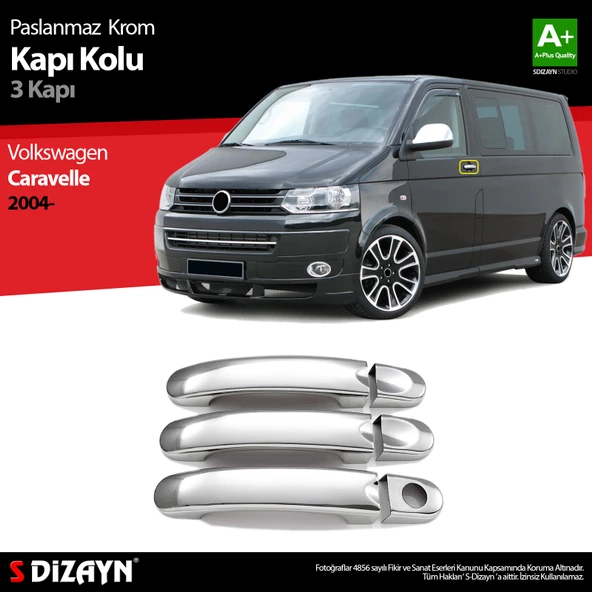 S-Dizayn VW T5 Caravelle Krom Kapı Kolu 3 Kapı 2004-2015 ürün görseli 1