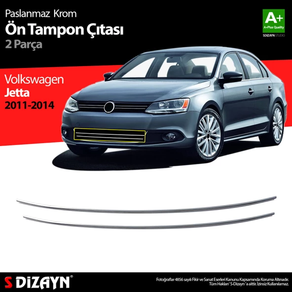 S-Dizayn VW Jetta Krom Ön Tampon Çıta 2 Prç 2011-2014 ürün görseli 1