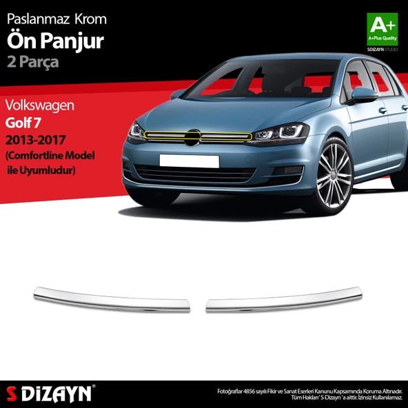 S-Dizayn VW Golf 7 Krom Ön Panjur 2 Prç. Comfortline 2013-2017 ürün görseli 1