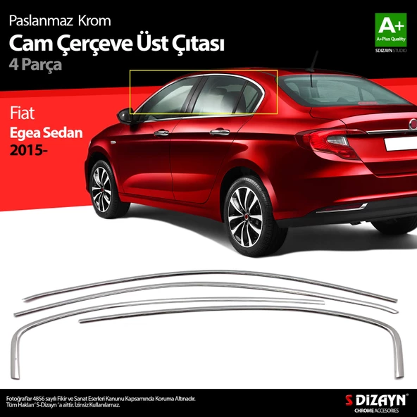 S-Dizayn Fiat Egea SD Krom Cam Üst Çıtası 4 Prç. 2015-2020 ürün görseli 1