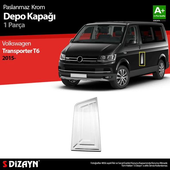 S-Dizayn VW T6 Transporter Krom Depo Kapağı 2015-2019 ürün görseli 1