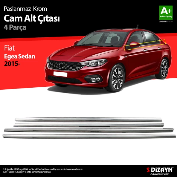 S-Dizayn Fiat Egea SD Krom Cam Çıtası 4 Prç. 2015-2020 ürün görseli 1